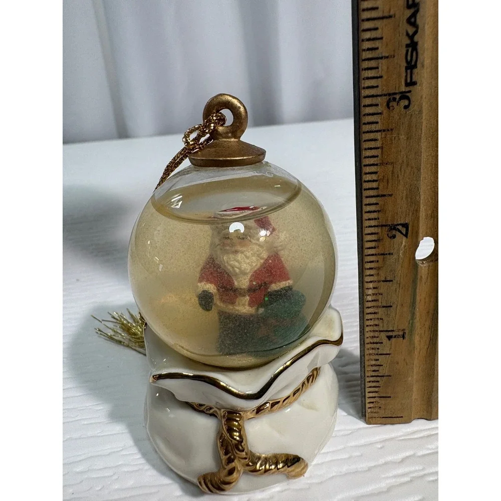 Mikasa Holiday Magic Santa Snow Globe Ornament Fine China FK015 Gold Trim S0040